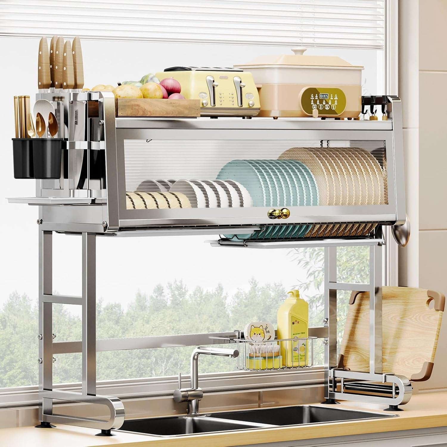 Over The Sink Dish Drying Rack, Stainless Steel Sink Drainer Rack ...