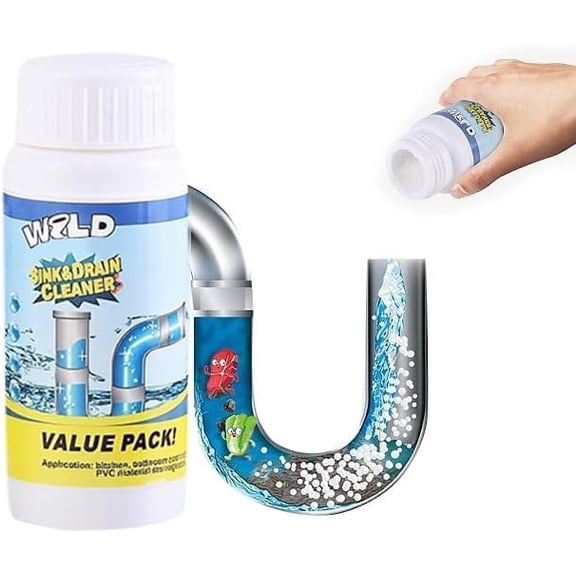 Sink & Drain Cleaner, Fast-Acting Granular Cleaner Dissolves Hair & Grease Clogs, Powerful Unclog Solution for Kitchen Sinks, Showers & Bathroom Drains.