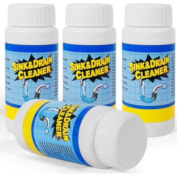 Sink and Drain Cleaner Kit: -Acting Clogged Pipe Opener for Kitchen Bathroom Pipes and Floor Drains - Drain Clog Remover for Routine Plumbing Maintenance (4 pack)