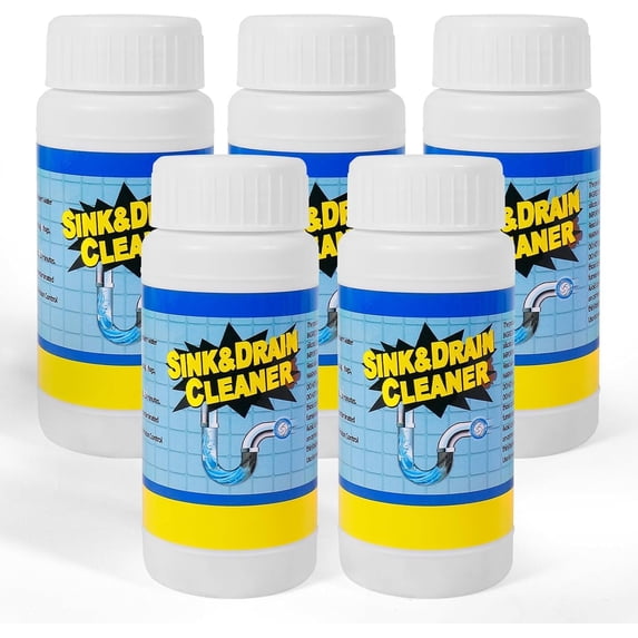 Sink and Drain Cleaner Kit: -Acting Clogged Pipe Opener for Kitchen Bathroom Pipes and Floor Drains - Drain Clog Remover for Routine Plumbing Maintenance (5 pack)