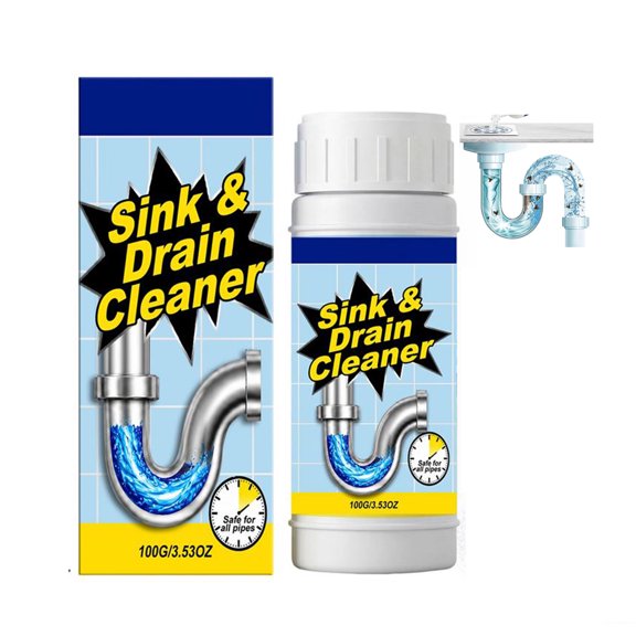 Sink and Drain Cleaner Powder Kit Fast-Acting Clogged Pipe Opener for Toilet Kitchen, Pipes Cleaning Tool- Drain Clog Remover for Routine Home Plumbing Maintenance