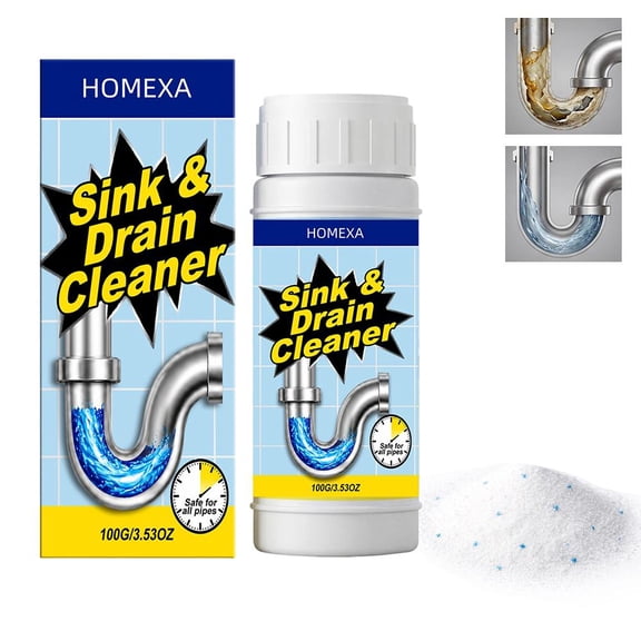 Sink and Drain Cleaner Powder Kit Fast-Acting Clogged Pipe Opener for Toilet Kitchen, Pipes Cleaning Tool- Drain Clog Remover for Routine Home Plumbing Maintenance