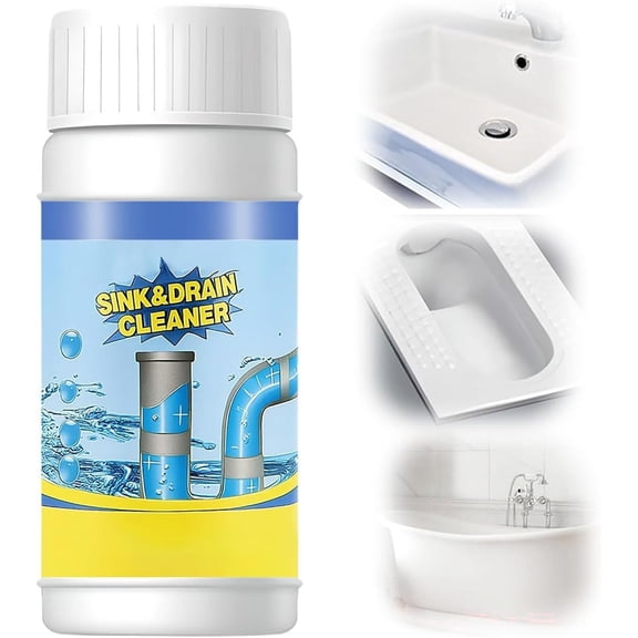 Sink & Drain Cleaner Powder, Plumber Drain Cleaner - Fast-Acting Foaming Formula, for Kitchen & Bathroom Sink Drains - Household Clog Buster (1Pcs)