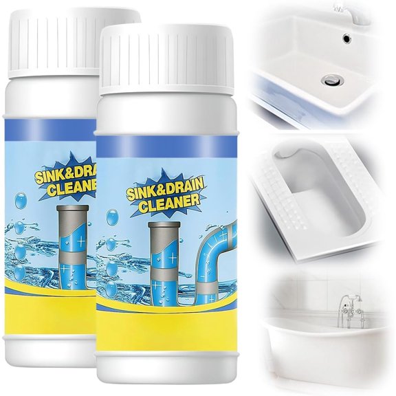 Sink & Drain Cleaner Powder, Plumber Drain Cleaner - Fast-Acting Foaming Formula, for Kitchen & Bathroom Sink Drains - Household Clog Buster