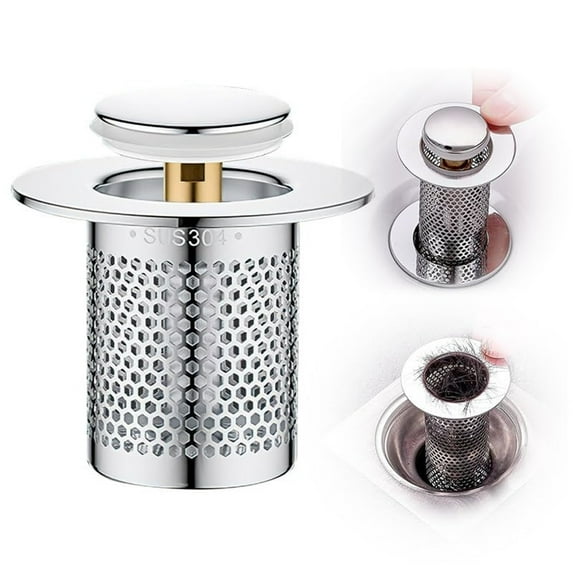 Sink Drain Filter,Universal Bathroom Sink Stopper, Basin Sink Plug With Removable Stainless Steel Filter Basket Hair Catcher For Us Bathroom Sink Stopper Replacement,Floor Sink Drain Strainer