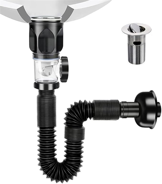 Sink Drain Pipe P Trap 11/2", Expandable Flexible Sink Drain Pipe