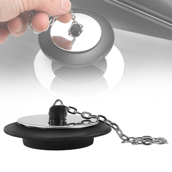 Sink Drain Plug Chain Ecohintz Rubber Drain Plug with 10Cm Chain - 42Mm/50Mm Kitchen & Bathroom Sink Stopper, Stainless Steel Secure Attachment, No-Loss Design, Kitchen Stopper with Chain