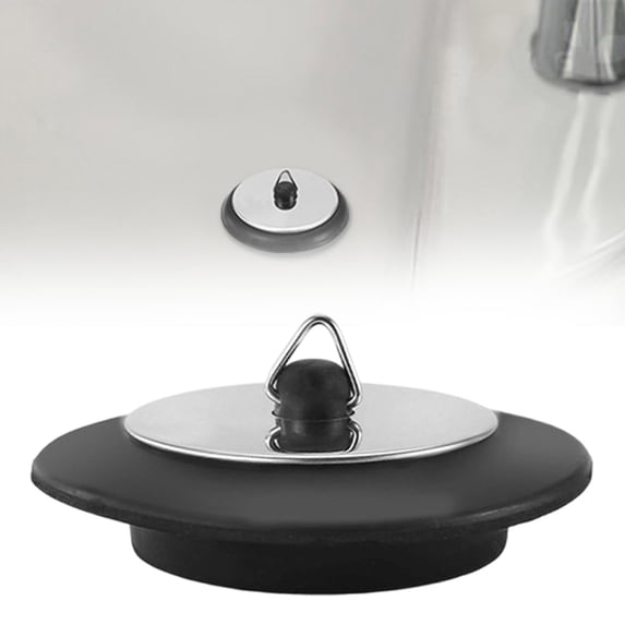 Sink Drain Plug Chain Ecohintz Rubber Drain Plug with Not Chain - Kitchen & Bathroom Sink Stopper, Stainless Steel Secure Attachment, No-Loss Design, Kitchen Stopper with Chain