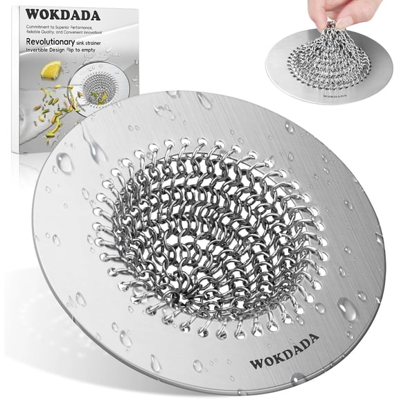 Sink Drain Strainer, Reversible No Clog Mesh Kitchen Sink Drain Strainer, 304 Stainless Steel & Rust-Proof/Masterfully Handcrafted, Easy Clean, Dishwasher Safe, Fits Standard Sink Drain