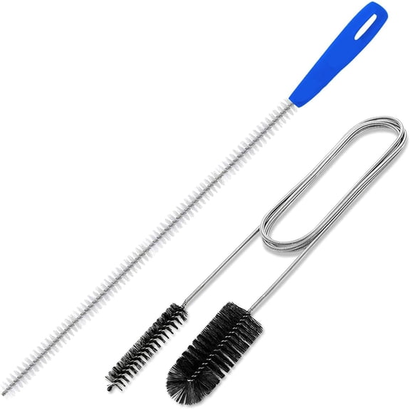 Sink Drain Unblocker Tools Set 2PCS Flexible 61 Inch Pipe Cleaner Brush & 17.7 Inch Sink Cleaning Brush Long Drain Cleaning Tool for Kitchen Bathroom Shower Pipe Cleaners for Clogs & Hair Removal
