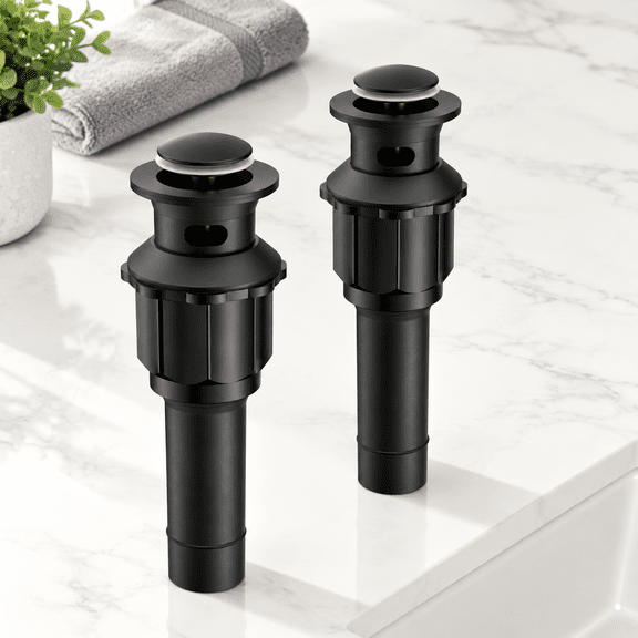 Sink Drain With Overflow Black Pop Up Stopper 2 Pack