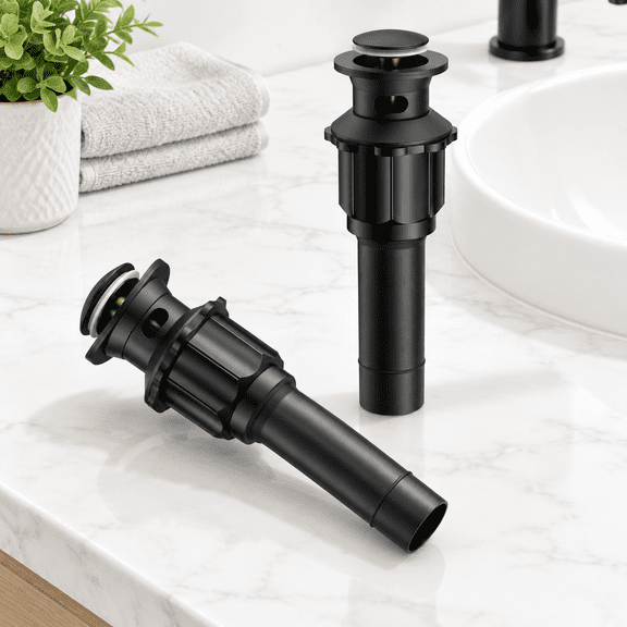 Sink Drain With Overflow Black Pop Up Stopper 2 Pack