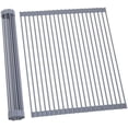 thumbnail image 1 of Sink Drying Rack, 20.5" W x 16.1" L Over The Sink Roll-Up Dish Drainer - Rolling Foldable Accessories Heat-Resistant Mat Anti-Slip Silicone Coated Multipurpose for Kitchen Counter, 1 of 8