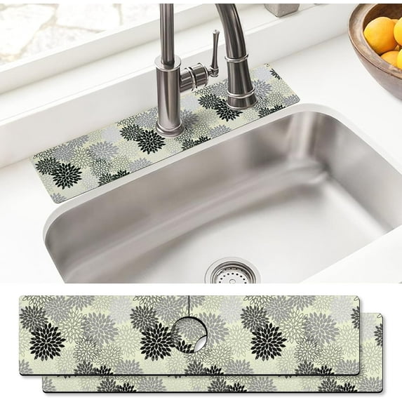 Sink Faucet Absorbing Mat, 2 Pack Drying Mat Around Faucet Sink Splash Guard Behind Faucet Sinkmat For Kitchen Bathroom Island Rv 15 * 5.5 Inch (60 * 14 cm)