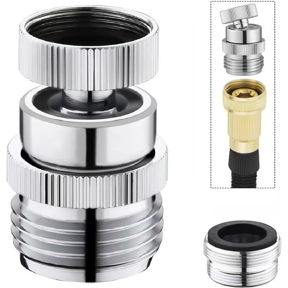 Sink Faucet Adapter Kit,360 Degree Swivel Faucet to Garden Hose Adapter with Aerator,Sink Faucet Adapter to Garden Hose for Bathroom Kitchen,3/4" GHT Thread Chrome