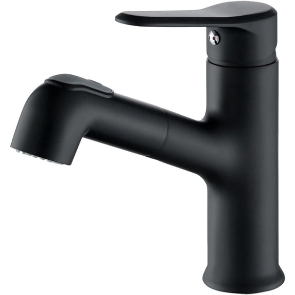 Sink Faucet with Pull Down Sprayer Dual Mode Mixer Tap for Hot and Cold Water Pull Out Bathroom Faucet 360° Rotation Single Handle Multi-Function Retractable Single Hole Basin Faucet,Black