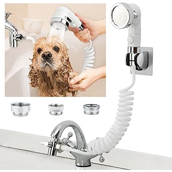 Sink Faucet Sprayer Attachment, Shower Head Attaches To Tub Faucet, Dog Bathing Hose Shower Set for Laundry Bathroom Kitchen