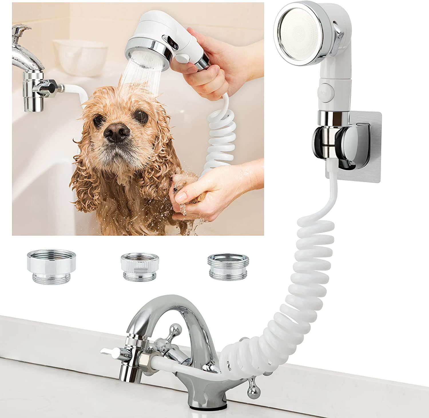 Sink Faucet Sprayer Attachment, Shower Head Attaches to Tub Faucet, Dog ...
