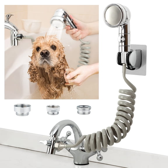 Sink Faucet Sprayer Attachment, Shower Head for Tub Faucet, Dog Bathing Hose Kit for Kitchen, Bathroom & Laundry