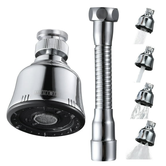 YDmeet 1 pack Replacement Kitchen Faucet Spray Head, 4 Mode Rotating Aerator with Extension Hose, High Pressure Splash Free Water Saving