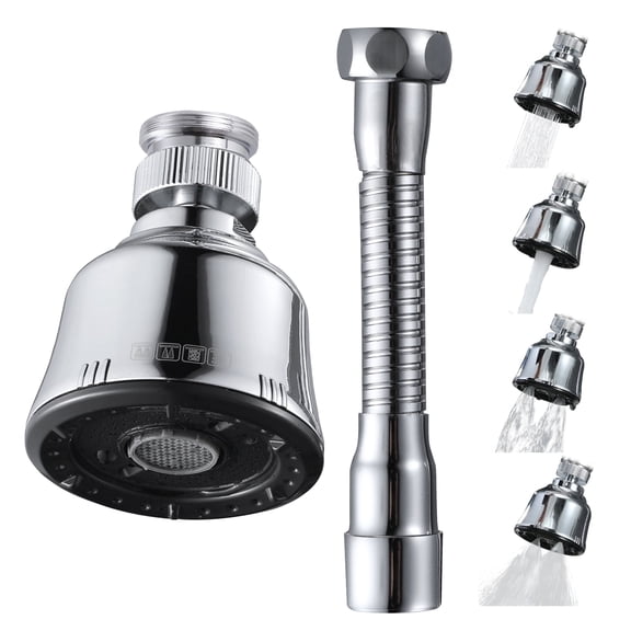 YDmeet 1 pack Replacement Kitchen Faucet Spray Head, 4 Mode Rotating Aerator with Extension Hose, High Pressure Splash Free Water Saving