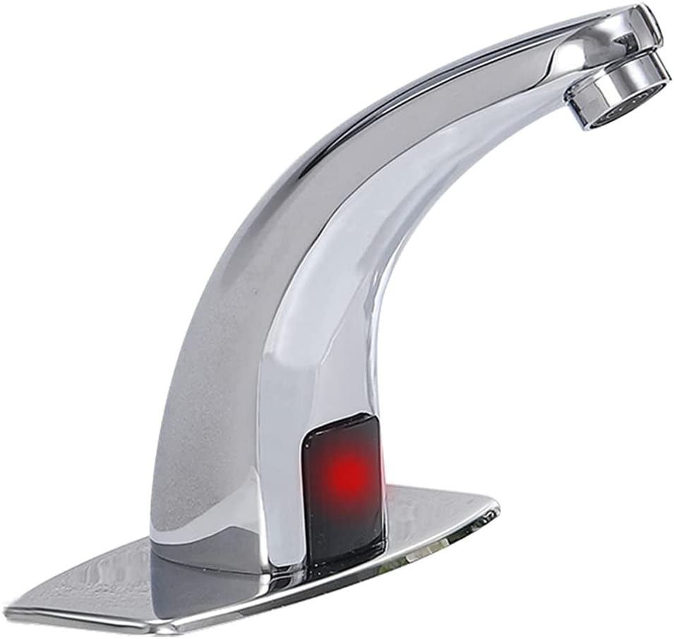 Sink Faucet Touchless Temperature Automatic Sensor Commercial Deck ...