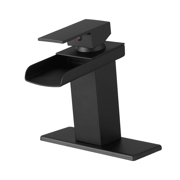 Sink Faucet With Deck Plate Waterfall Black Bathroom faucets for Sink 1 Hole or 3 Holes One Handle Faucets