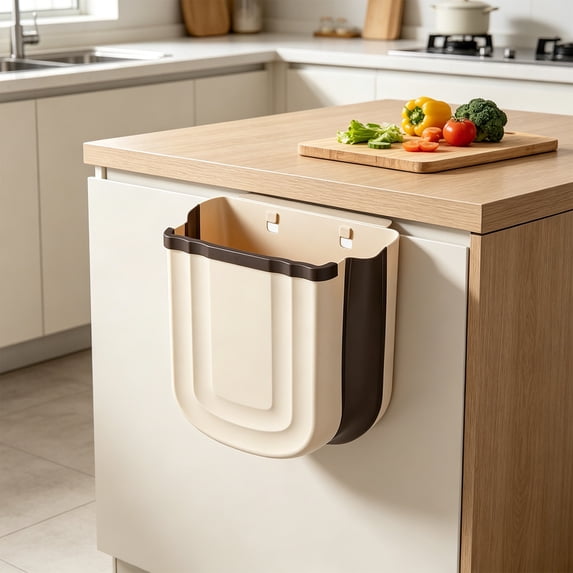 Under Sink Foldable Kitchen Trash Can, Wall Mounted Hanging Plastic Telescopic Garbage Bin, Collapsible Space Saving Household Storage Bin for Home Use