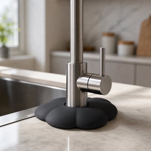 Sink Guard Silicone Faucet Mat, Silicone Faucet Handle Drip Catcher and Anti Splash Ring, Fit for Faucet Bases Splash Guard Spill Prevention Kitchen and Bathroom Use