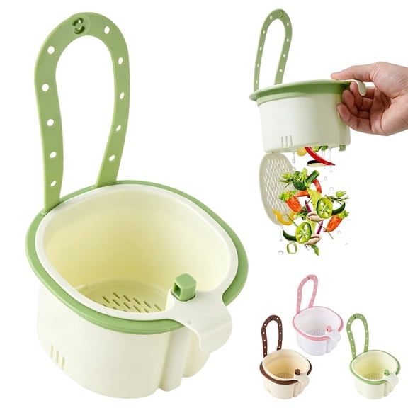 Sink Hanging Strainer Basket with Openable Bottom Cover, Kitchen Food Waste Collector for Sink Garbage Filter, Quick Draining Colander for Cooking and Food Prep