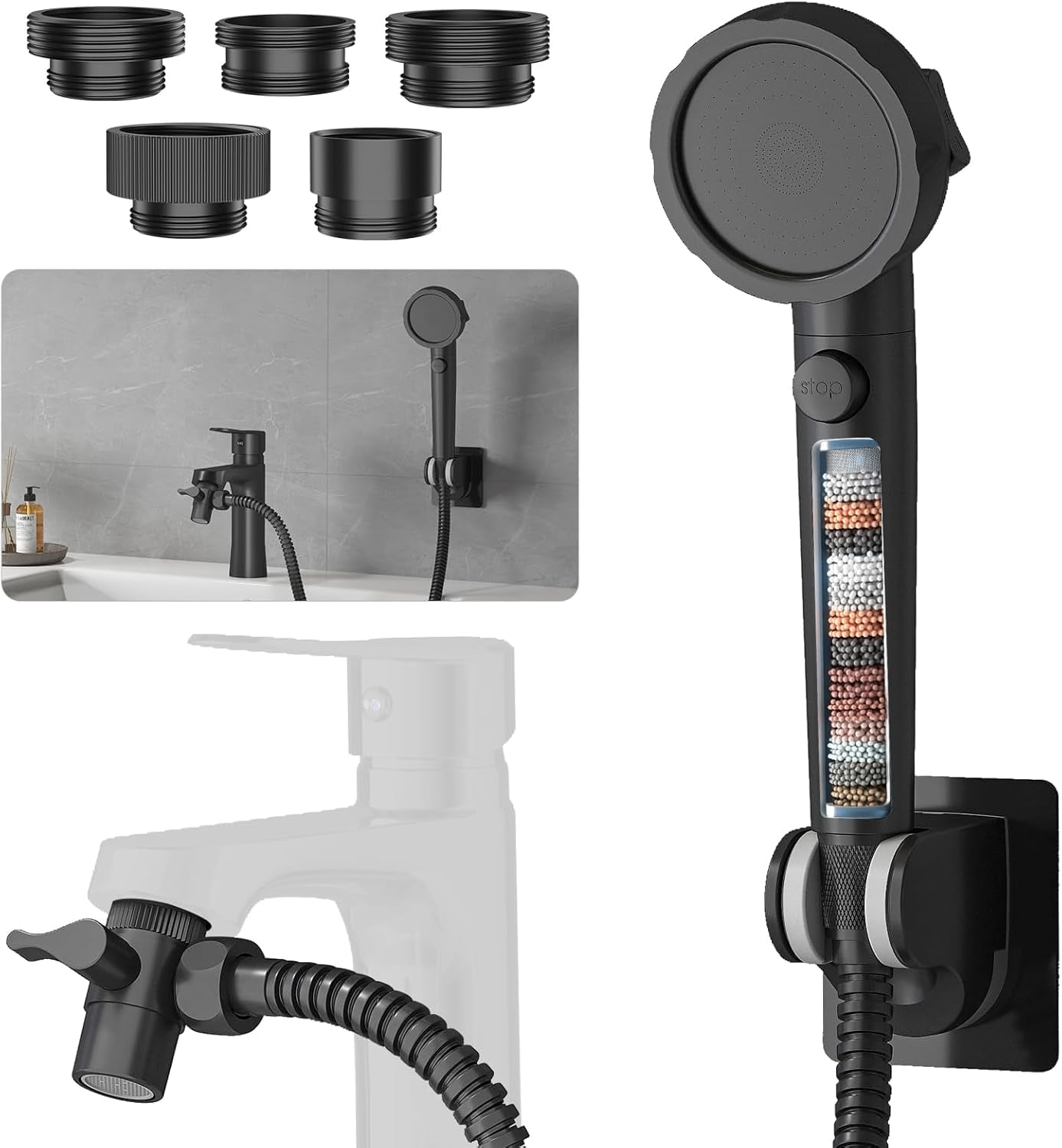 Sink Hose Sprayer Attachment for Faucet, 3 Mode Shower Head Attaches to ...