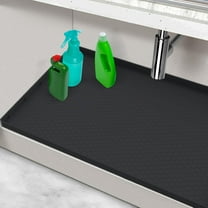 Under Sink Mat 28" x 22", Silicone Under Kitchen Sink Mat, Waterproof Under Sink Protector Mat, Shelf Liners Cabinet Liner for Kitchen and Bathroom, Gray