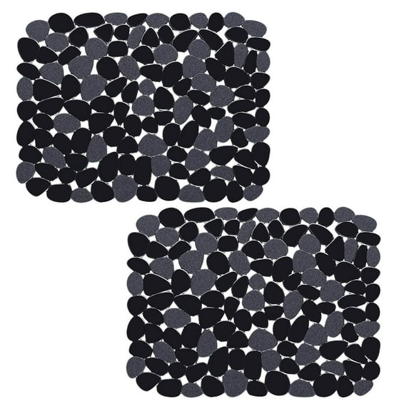Sink Mat, 2Pcs Adjustable PVC Pebble Sink Protector for Stainless Steel or Porcelain Sink, Dish Drying Mat for Bathroom Kitchen Sink Countertop