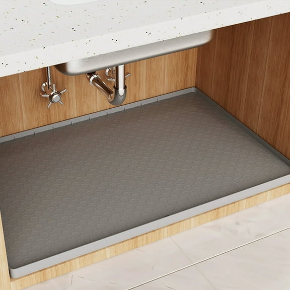 Under Sink Mat 34 x 22Inch, Silicone Under Sink Mats for Kitchen Waterproof, Under Sink Liner, Easy to Clean Bathroom Cabinet Mat Organizers and Storage