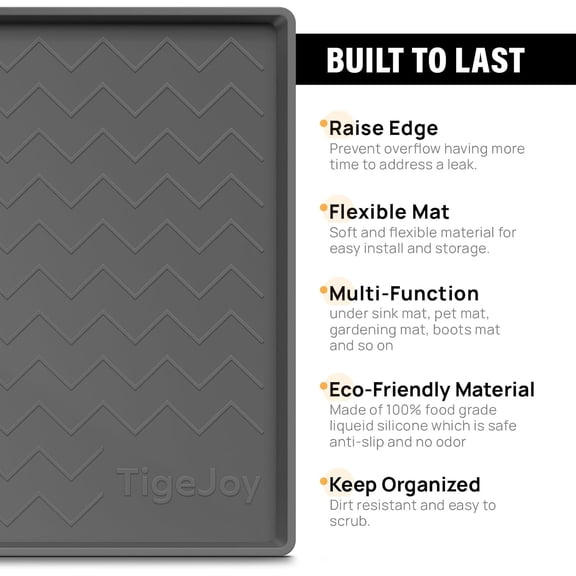 Under Sink Mat 40" x 19", Silicone Mats in Kitchen Bathroom Organizers and Storage, Waterproof Protector for Drawer Shelf and Cabinet Liner, Flexible Drip Tray