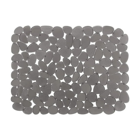 Sink Mat, Adjustable PVC Clear Pebble Sink Protector for Stainless Steel or Porcelain Sink, Dish Drying Mat for Bathroom Kitchen Sink Countertop, 15.8 x 12 inch (Clear Gray)