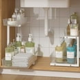thumbnail image 1 of Under Sink Organizer 2 Packs, Pull Out Kitchen Sink Organizer, 2 Tier Slide Out Kitchen Organizers and Storage Bathroom Under Cabinet Storage Shelf, Transparent & White, 1 of 14