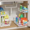 thumbnail image 1 of Under Sink Organizer 2 Packs, Pull Out Kitchen Sink Organizer, 2 Tier Slide Out Kitchen Organizers and Storage Bathroom Under Cabinet Storage Shelf, White, 1 of 14