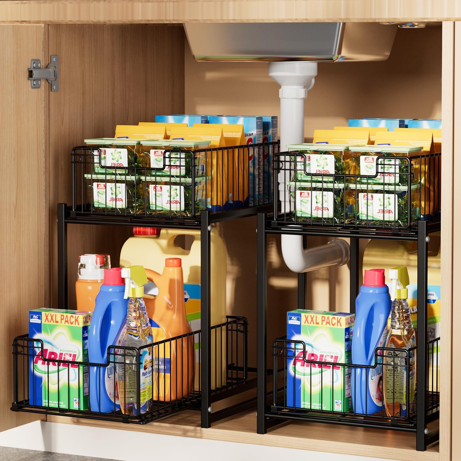 Under Sink Organizer, 2-Tier Pull Out Cabinet Organizer, Kitchen ...