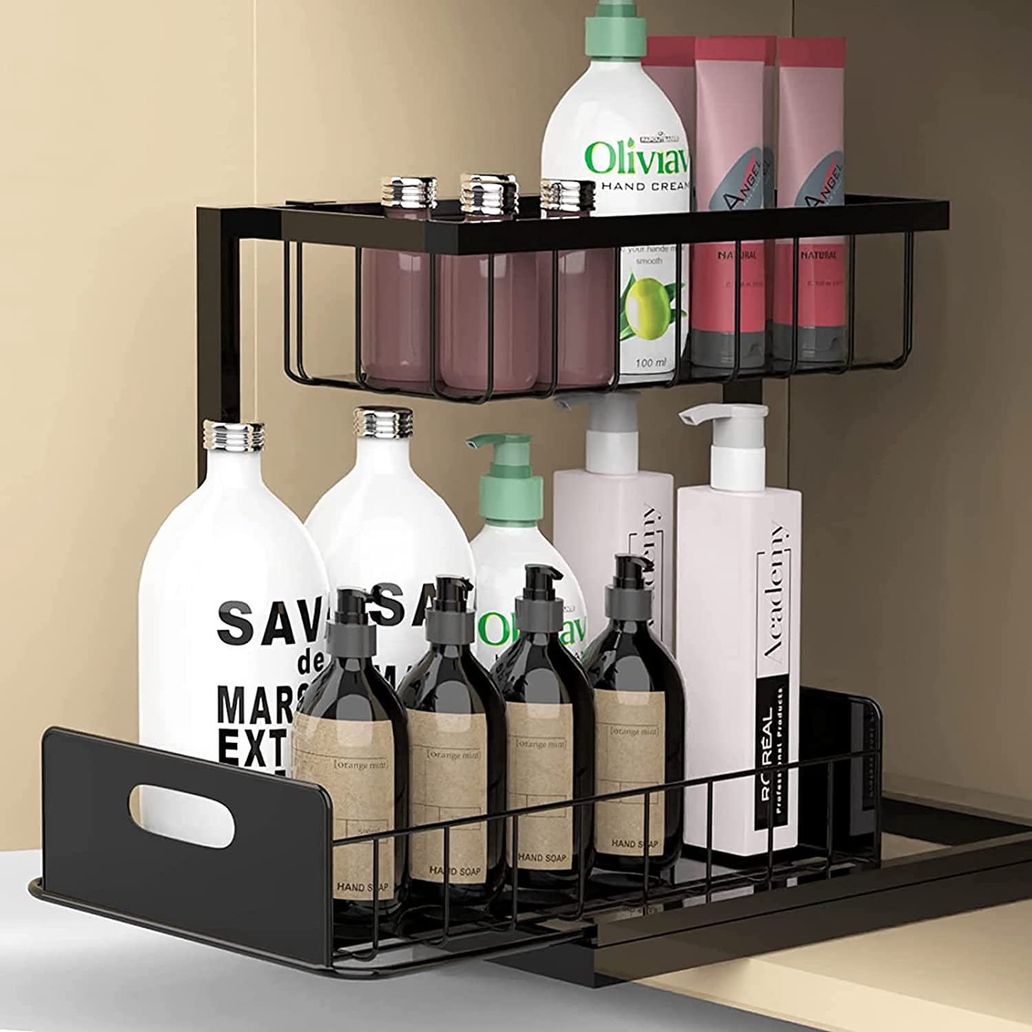 Under Sink Organizer, 2 Tier Pull Out Cabinet Organizer Shelf And ...