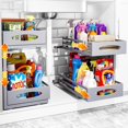 thumbnail image 1 of Under Sink Organizer, 2 Tier Under Sink Organizers and Storage, Adjustable Height, Slide Out Metal Cabinet Organizers, Pull Out Cabinet Storage Drawer Shelf for Kitchen Bathroom Gray, 2 Pack, 1 of 10