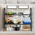 thumbnail image 1 of Under Sink Organizer 2 Tier Under Sink Rack Organizers and Storage Expand from 21 to 35 inches with 3 Storage Baskets Under Sink Shelf for Kitchen Bathroom Cabinet, Black, 1 of 9