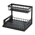 thumbnail image 1 of Under Sink Organizer,Cabinet Storage Rack,Pull Out Shelf,L Shaped 2 Tier Metal Under Sink Organizer with Sliding Drawer,Punch Free Slide Out Storage Rack for Kitchen Bathroom Cabinet,Black, 1 of 8
