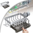 thumbnail image 1 of Sink Organizer Rack for Kitchen and Bathroom, Stainless Steel Detachable Hanging Faucet Drain Rack with Tray Faucet Sponge Holder for Bathroom, Scrubbers, Soap, 1 of 4