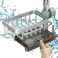 thumbnail image 1 of Sink Organizer Rack Space Aluminum | No-Drill Faucet Storage Shelf with Quick-Dry Hollow Design, Removable Drip Tray, Hooks for Sponge & Brush | Easy Install Kitchen or Bathroom Countertop Caddy, 1, 1 of 3