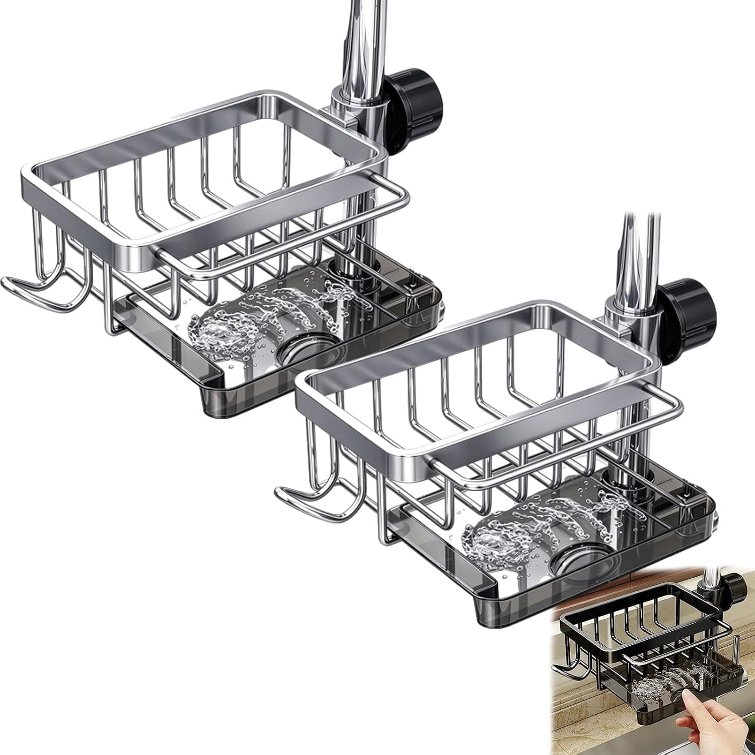 Sink Organizer Rack for Kitchen, Kitchen Sink Organizer with Drain Tray ...