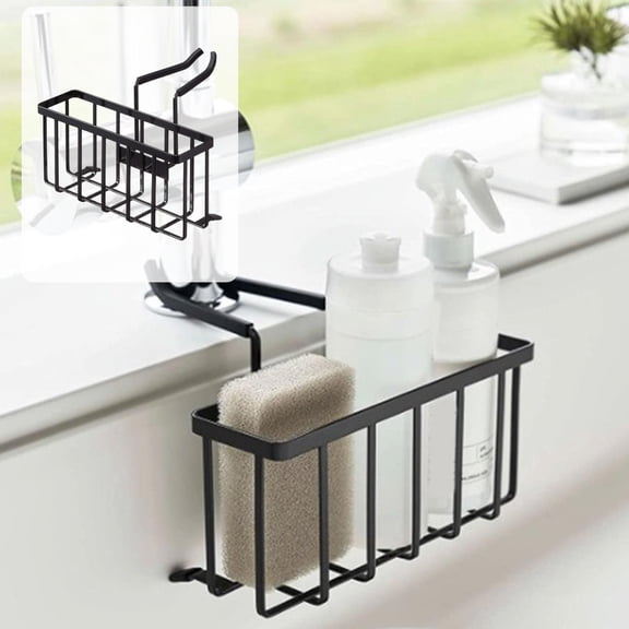 Sink Organizer, Sponge Holder, Stainless Steel Faucet Mount Rack for Kitchen Sink Accessories, Quick Drain, Rust Proof, 1-Piece