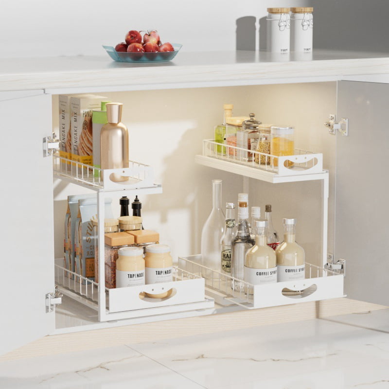 Under Sink Organizer and Storage, 2 Pack Pull Out Cabinet Organizer Slide Out Sink Shelf Cabinet Storage Shelves, Under Sink Storage for Kitchen Bathroom Cabinet