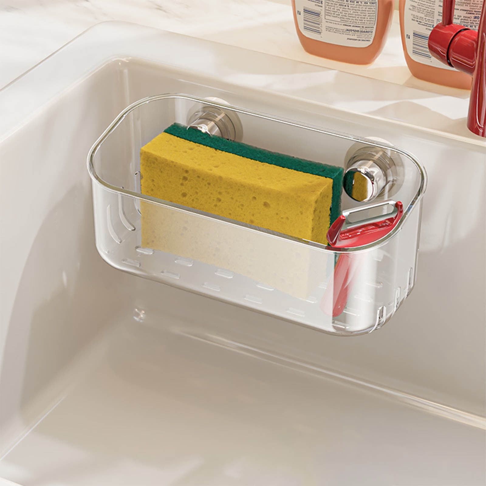 Over Sink Rag Sink Organizer with Strong Suction Cups, Removable Kitchen Sink Drain ...