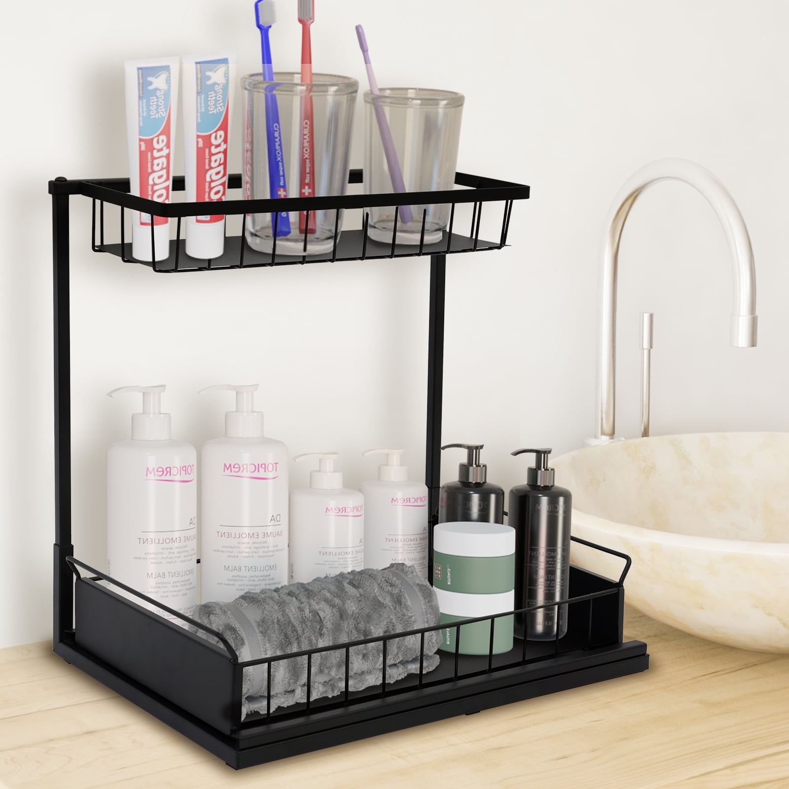 Under Sink Organizers and Storage, 2 Tier Metal Pull Out Cabinet ...